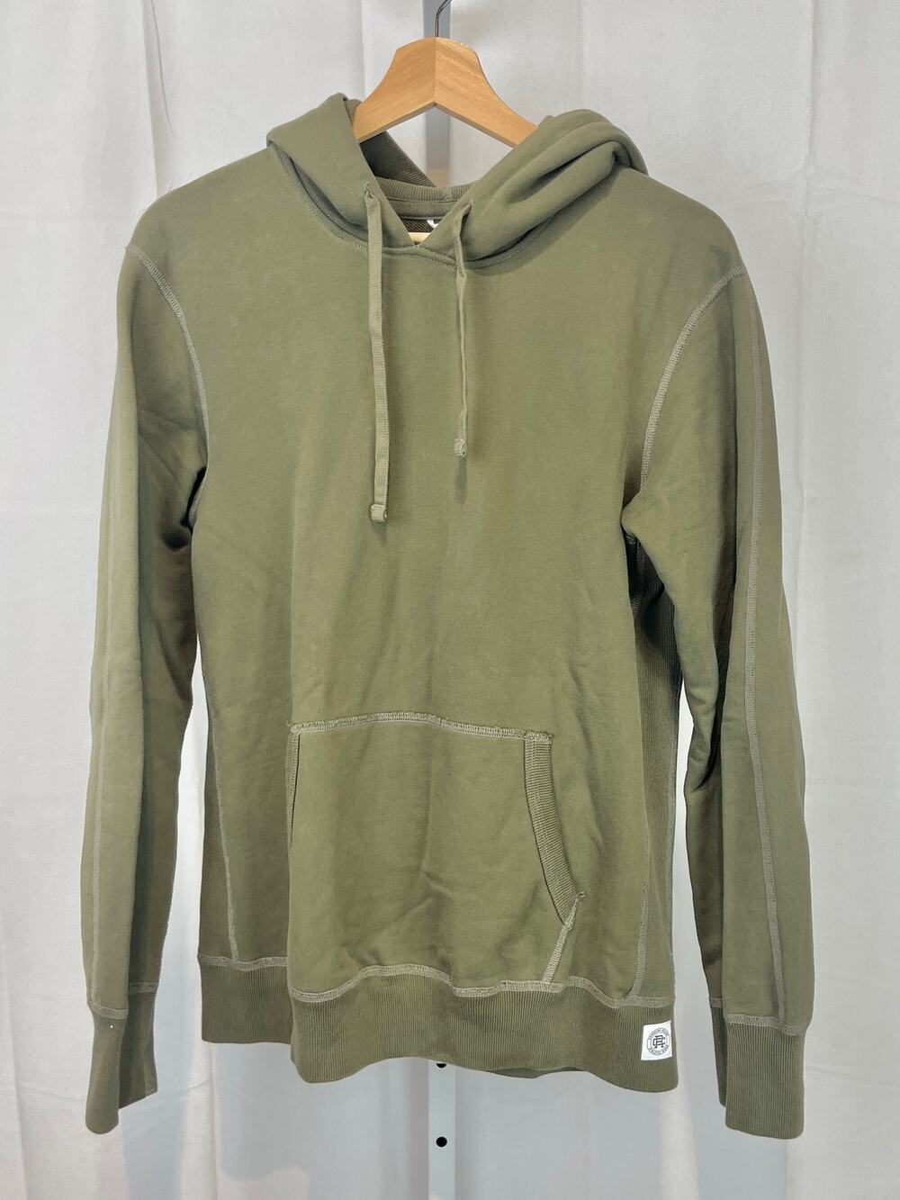 REIGNING CHAMP Mens Midweight Terry Hoodie Sweatshirt Pullover Green Size S